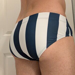 Navy Striped Swim Brief